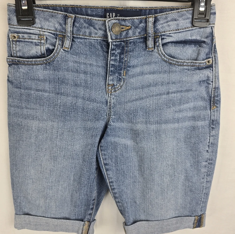 GAP Pink Sequin Logo Tank Top and Blue Jeans Short Set Girls Sz 10